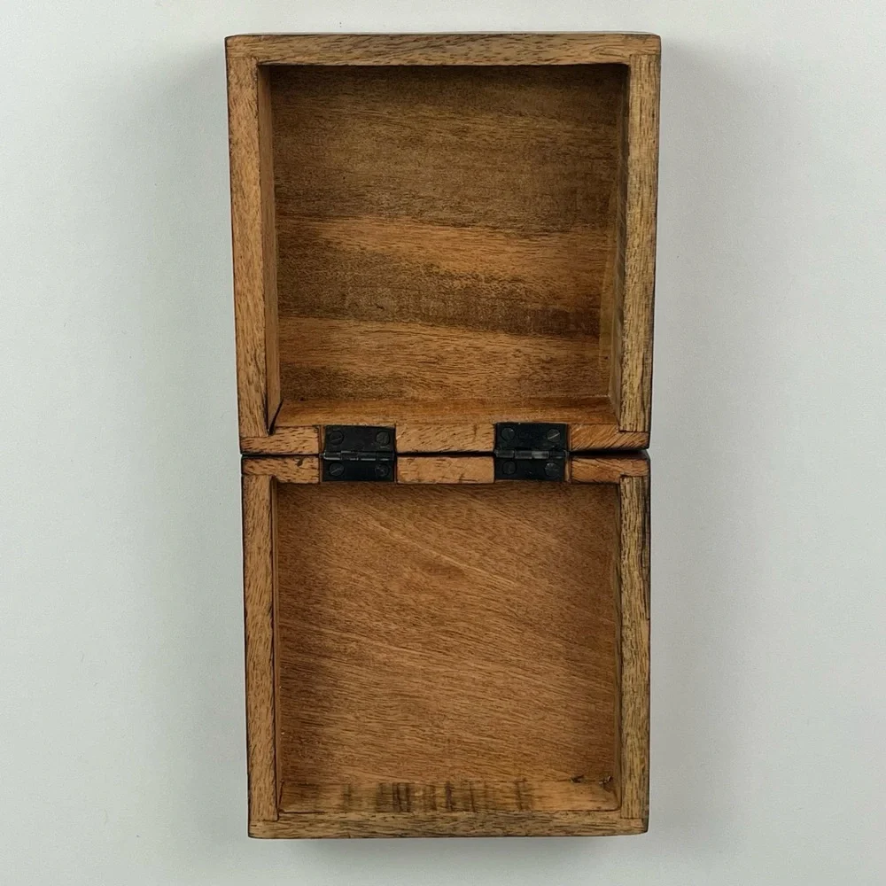 💙 HANDMADE Made in India Square Unicorn Wood Trinket Box Jewelry Box Stash Box
